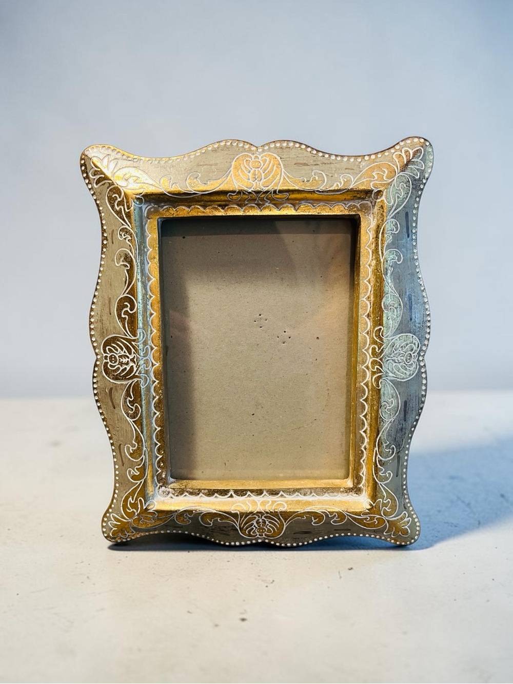 Wooden Y2K Distressed Neutral Photo Frame - Holds 5x7” Photo